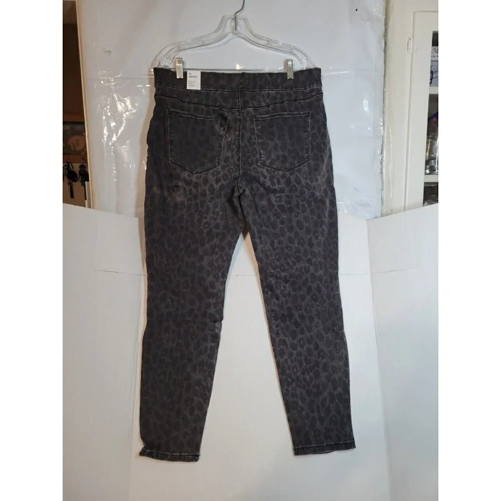 Tribal Jeans Audrey Mid Rise Ankle Jegging Grey Leopard Print Size‎ 14 Pull On